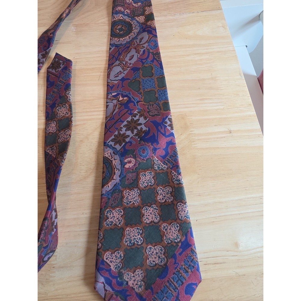 Vtg‎ R. Thaivichit Thai 100% Silk Neck Tie Geometric 80s Multicolor Funky Y2k